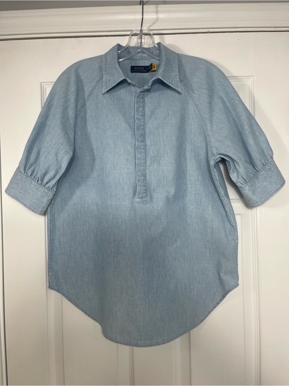 POLO Ralph Lauren Blue Label 100% Cotton Chambray Blouse | Denim Top